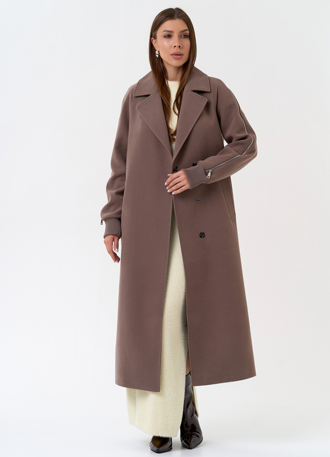 Женское пальто с декоративными молниями модель № 31384 универмаг малина